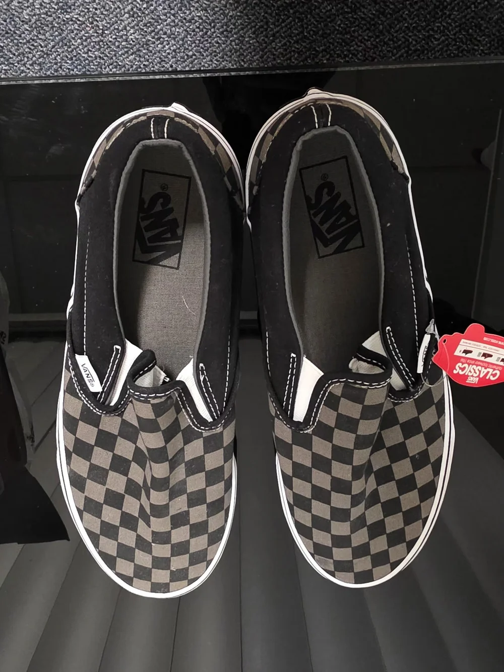 Vans Checkerboard Slip-On Loafers - Black and Gray